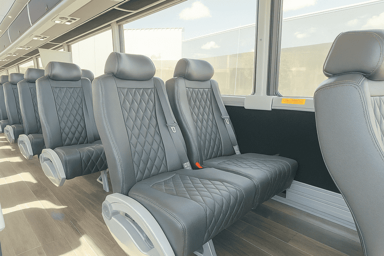 interior of Goodyear Coach Bus Service charter bus